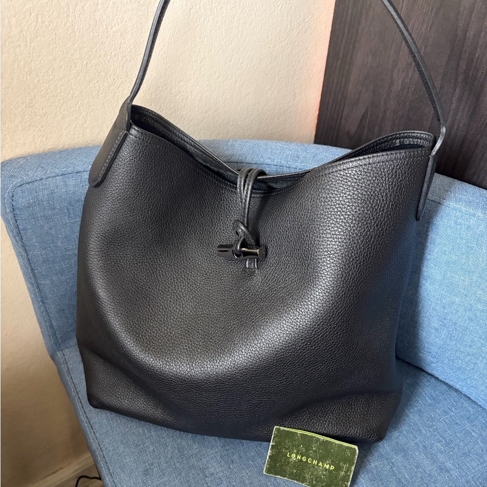 Longchamp Roseau Essential Leather Hobo Black Bag